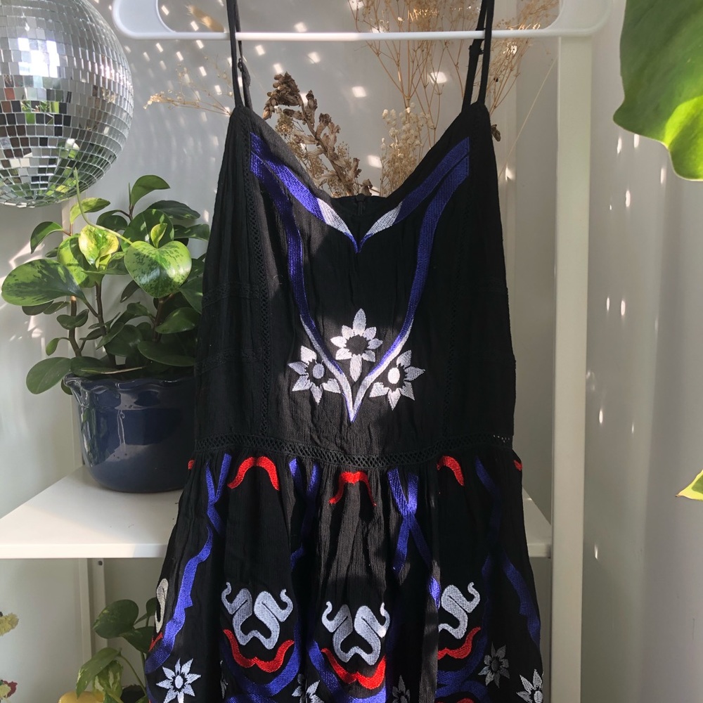 Free People Floral Embroidered Tank Sun Dress M - Picture 2 of 6